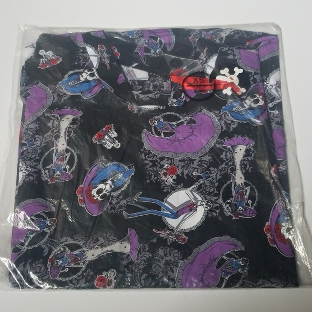 Hell Bunny Black and Purple Skater Skirt - Picture 2 of 5